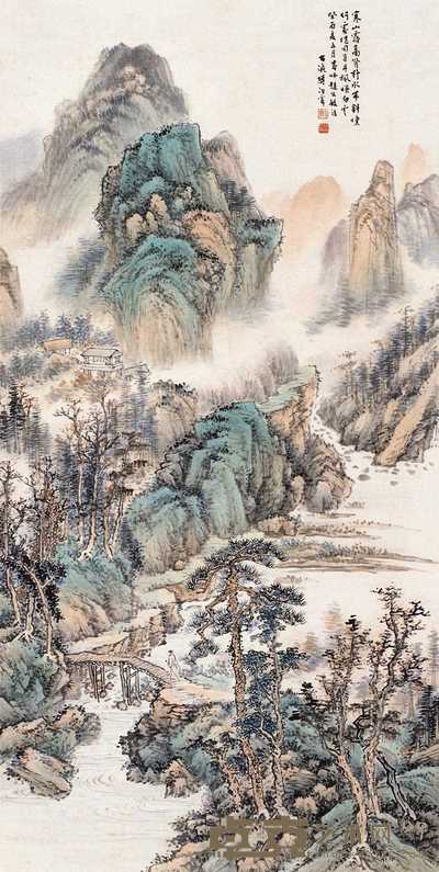 樊浩霖 癸酉（1933年）作 秋山云起图 轴 132×66cm